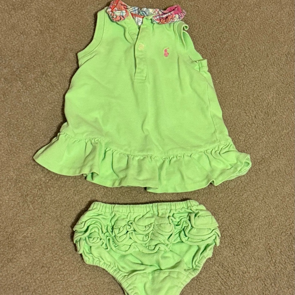Green Ruffled Ralph Lauren Dress Set